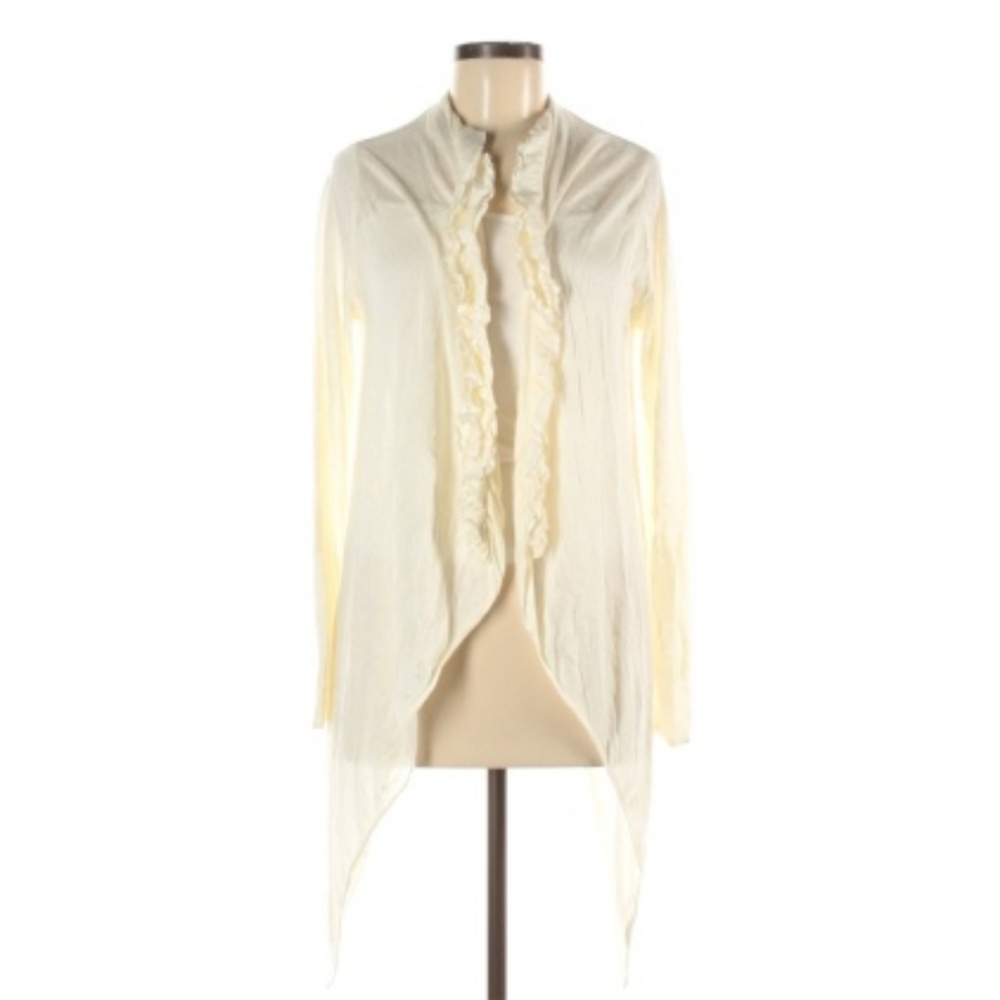 NWT Adrienne Vittadini Ivory Cascade Cardigan Sz M